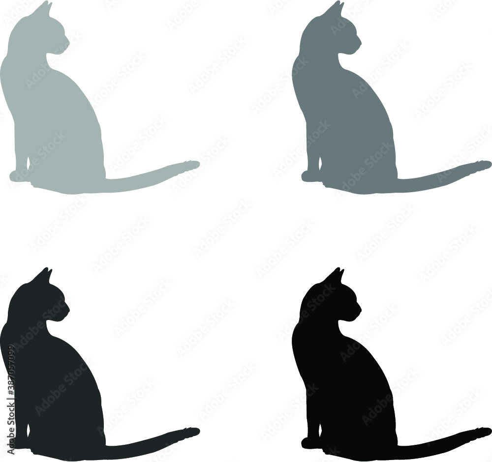 Wall mural set of cats silhouettes