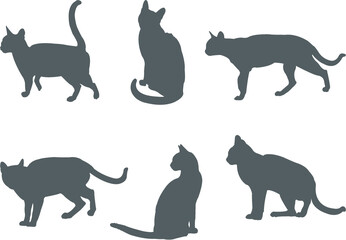 set of cats silhouettes