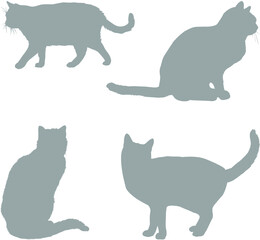 set of cats silhouettes