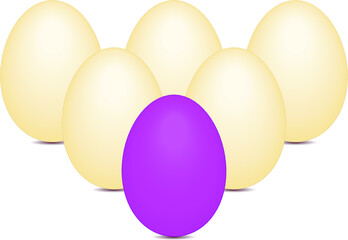 three eggs with ribbon