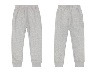 Grey kid's pants. Front and back view