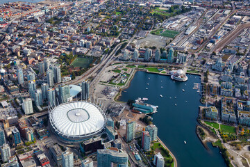 Obraz premium Aerial view of the City Buildings in Vancouver Downtown , British Columbia, Canada. Modern Cityscape