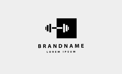 barbell bodybuild fitness logo design vector