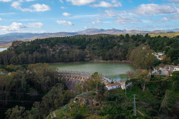 Fototapeta na wymiar Bridge, Dam and Reservoir of The Conde De Guadalhorce, Andalusia, Spain