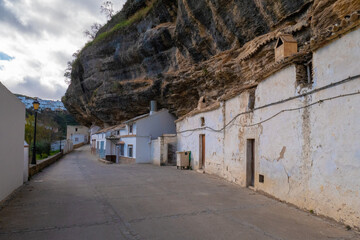 Fototapeta na wymiar View of Streets and Houses on Rocks in Setenil de las Bodegas city