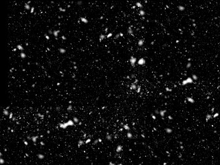 White snow on a black background