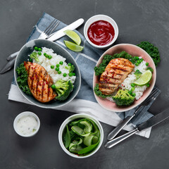 Grilled chicken fillet with rice