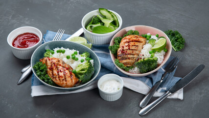 Grilled chicken fillet with rice