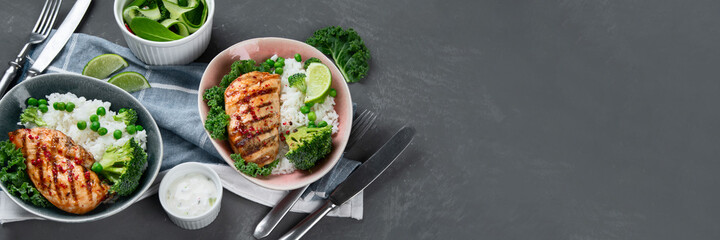Grilled chicken fillet with rice