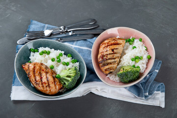 Grilled chicken fillet with rice
