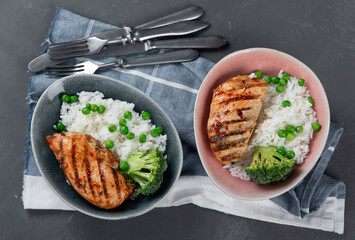 Grilled chicken fillet with rice