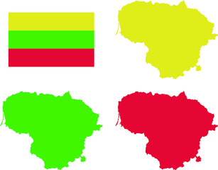 Lithuania maps with flag