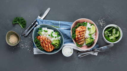 Grilled chicken fillet with rice