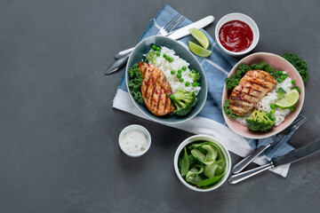 Grilled chicken fillet with rice