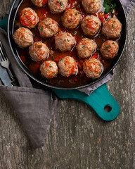 Traditional meatballs in frying pan