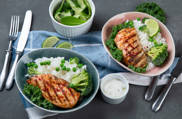 Grilled chicken fillet with rice