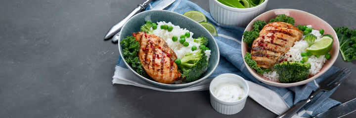 Grilled chicken fillet with rice