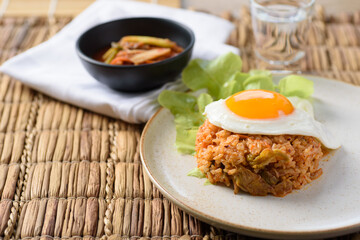 Korean food, Kimchi fried rice with fried egg	
