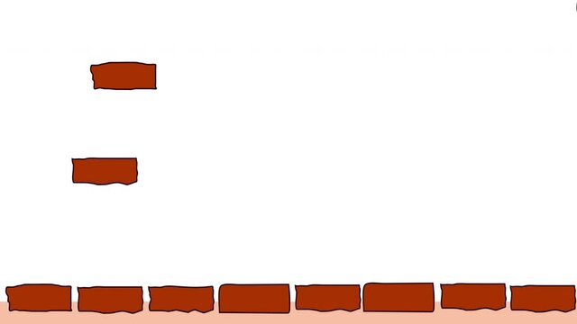 Brick wall construction. Red  bricks installing, building wall. Concept of construction, protection, craftsmanship and module structure. Self drawing animation. Copy space.