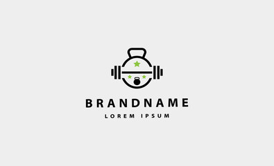 barbell bodybuild fitness logo design vector