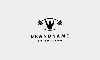 Man bodybuild fitness logo design vector