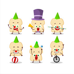 Fototapeta premium Cartoon character of slice of bread with various circus shows