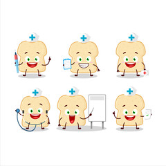 Doctor profession emoticon with slice of bread cartoon character