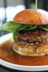 Close-up of home made burgers