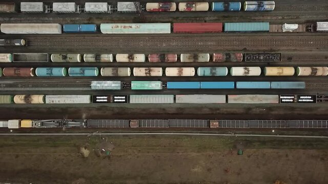 The train moves along the marshalling platform.