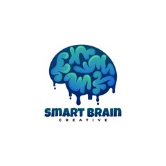Vector Logo Illustration Smart Brain Gradient Colorful Style.