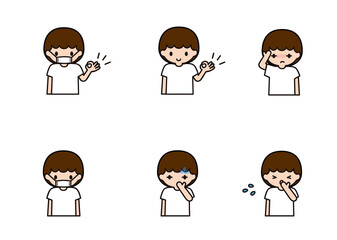 マスクで感染予防をしている　体調不良の男の子