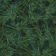 Green tropical palm tree leaves seamless pattern. High quality illustration. Vivid, detailed, and highly textured graphic design. Trendy jungle foliage for fabric or repeat surface design.