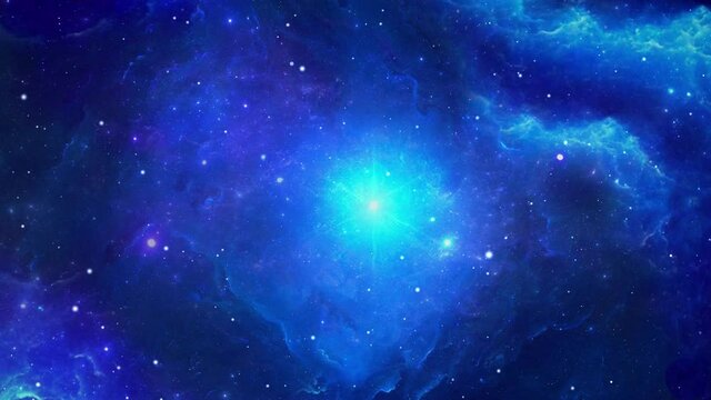 Dark Blue Space flight into star field birth and death star zone. 4K 3D Fly through space galaxy in universe space. Abstract Sci-fi Space, Galaxies, Nebulae, Stars. For Titles, Intro, Style and Scene.