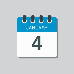 Icon day date 4 January, template calendar page