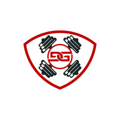 dg fitness dumbell  logo design vector