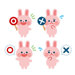マル・バツマーク　うさぎのイラスト素材　子供向け