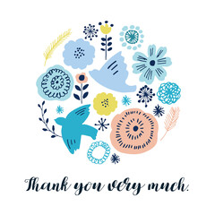 北欧風手書きの草木花イラスト 北欧 草 木 鳥 ベクター Beautiful Vector Flower Collection With Bird Leaves Floral Bouquets Flower Compositions Abstract Wall Mural Abstra Necomammma
