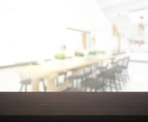 Table Top And Blur Dining Room Of   Background