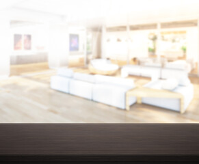 Table Top And Blur Living Room Of  Background