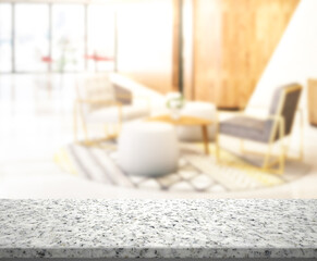 Table Top And Blur Living Room Of  Background