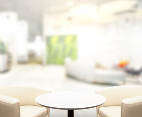 Table Top And Blur Office Of Background