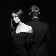 Black and white portrait of couple