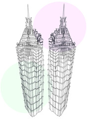 skyscrapers and high-rise buildings vector
