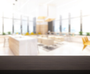 Table Top And Blur Restaurant Of Background
