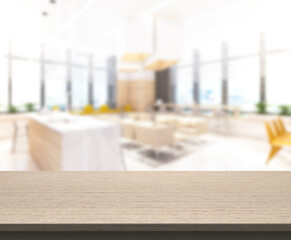 Table Top And Blur Restaurant Of Background
