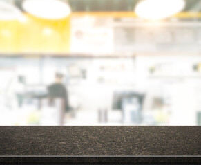 Table Top And Blur Restaurant Of Background