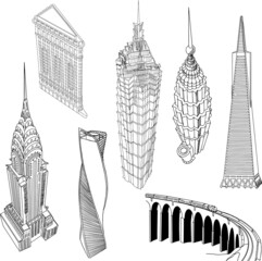 skyscrapers and high-rise buildings vector