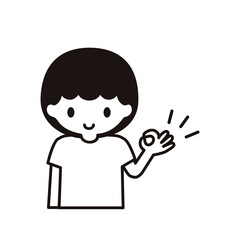 OKをしている少年のシンプルなイラスト