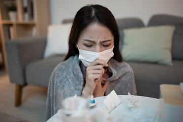 asian woman cough at home