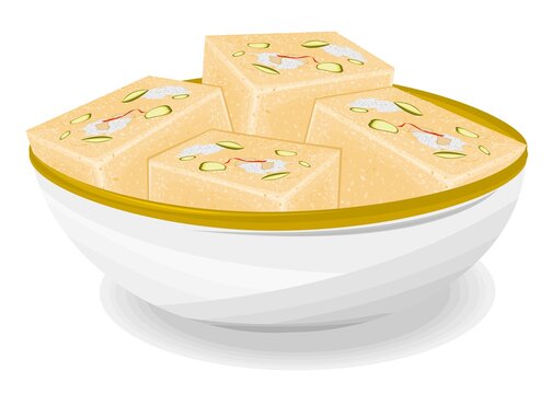 Barfi indian Sweet Dish Food Vector